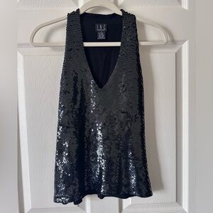 INC International Concepts Black Sequin Top
